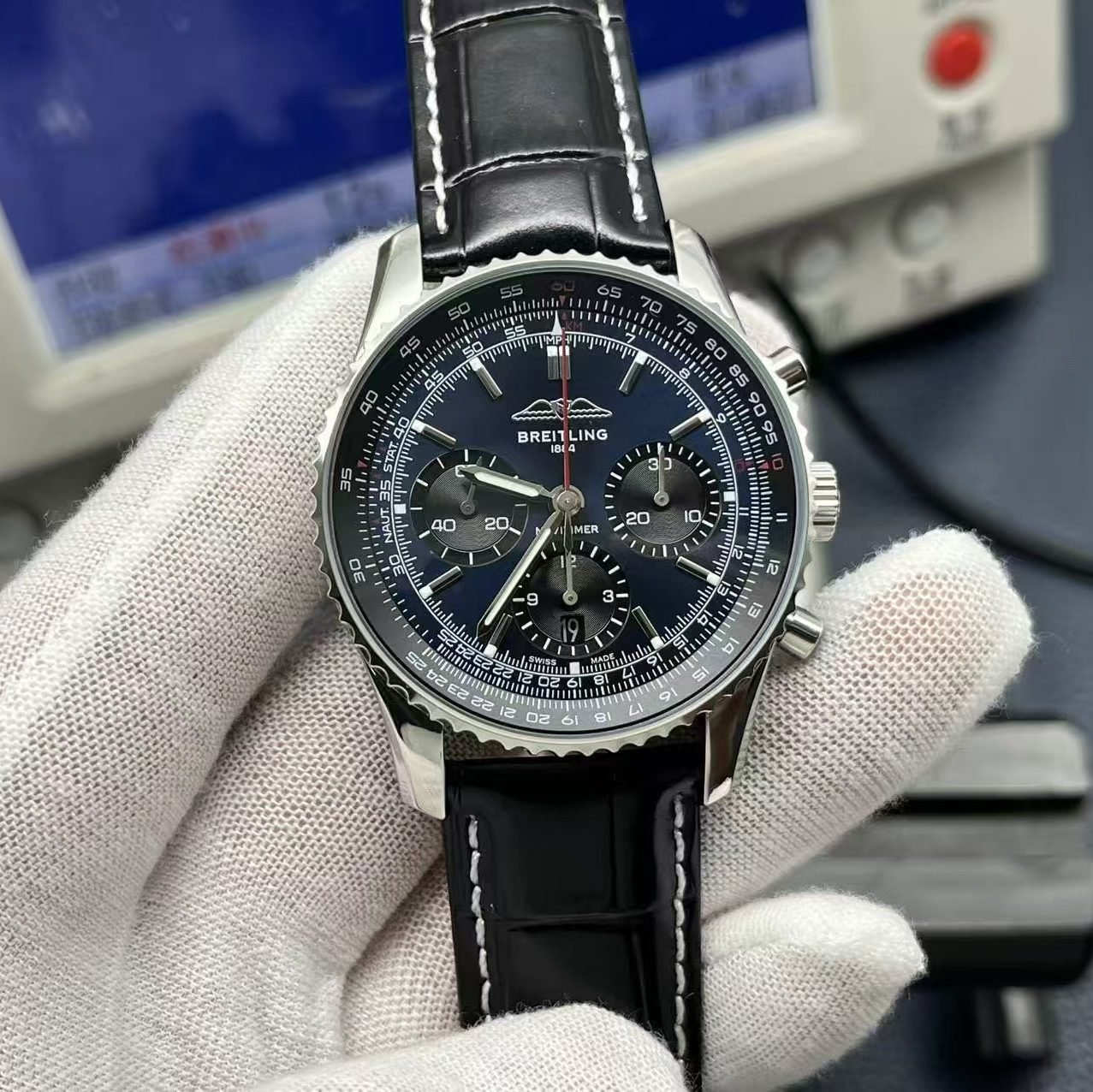 Breitling Navitimer Super Clone by TF Factory — Steel Case, Blue Dial, Italian Leather Strap