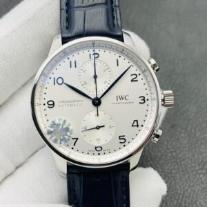 IWC Portugieser Chronograph IW371605 Super Clone — White Dial, Blue Hands, ZF Factory (150th Anniversary)