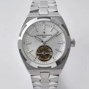 Super Clone Vacheron Constantin Overseas Tourbillon Silver Dial Stainless Steel Bracelet · BBS Factory