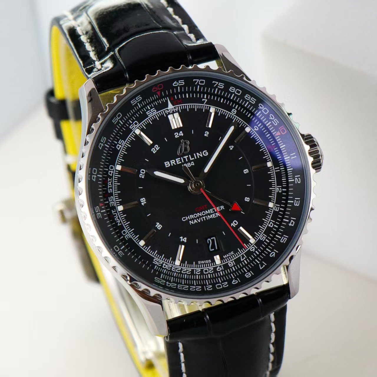 Breitling Navitimer Super Clone by BLS Factory — Steel Case, Black Dial, Black Leather Strap - Image 4