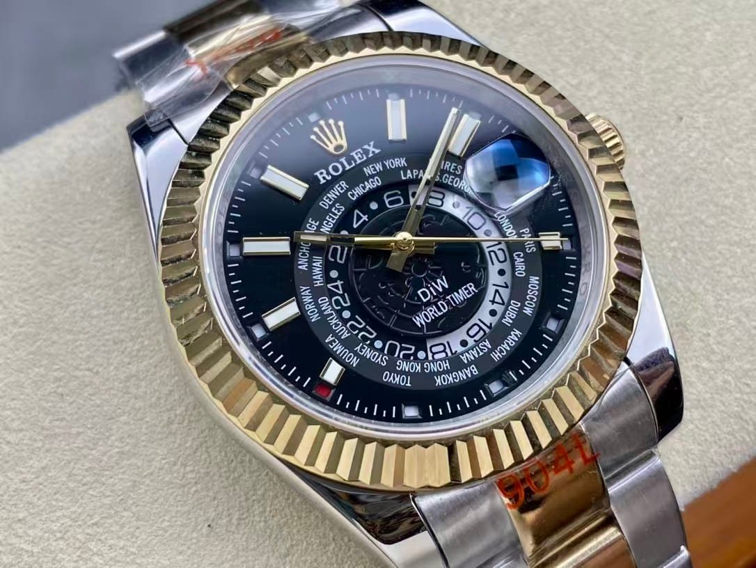 Super Clone Rolex Sky-Dweller DIW World Timer Two-Tone Black Dial — Clean Factory Custom Edition - Image 10