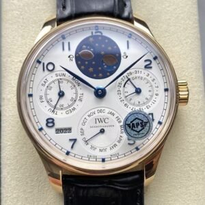 APS Factory IWC Portuguese Perpetual Calendar IW5033 Rose Gold White Dial Super Clone Replica