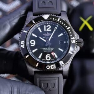 Super Clone Breitling Superocean 44 Black Dial Black Bezel Rubber Strap BLS Factory