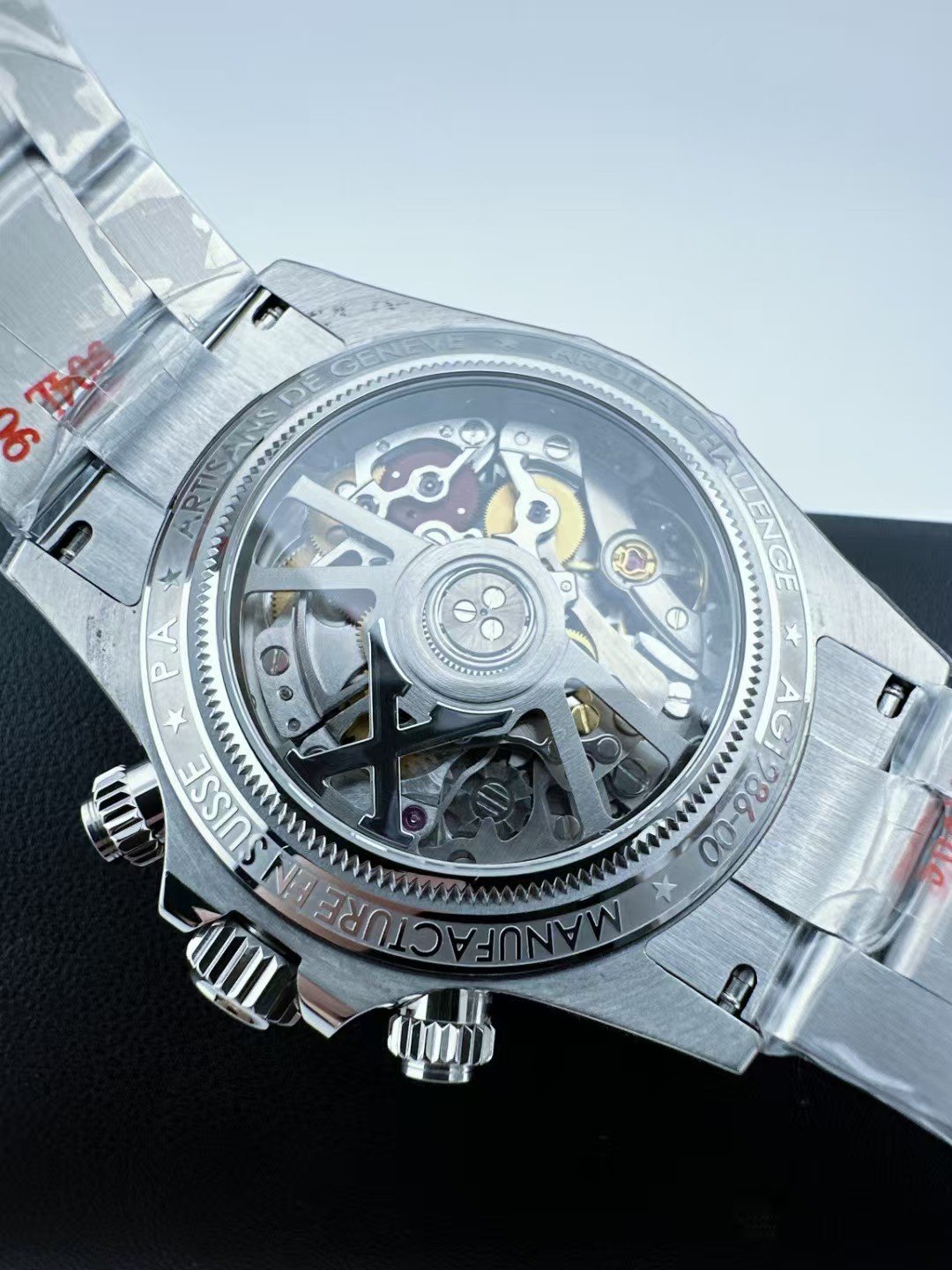 Custom Super Clone Daytona – Blue Sapphire-Style Bezel × Transparent Skeleton Dial (Modified Build, China) - Image 9