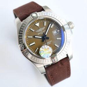 Super Clone Breitling Avenger 43 Brown Dial Stainless Steel Military Strap GF Factory (Angle II Edition)