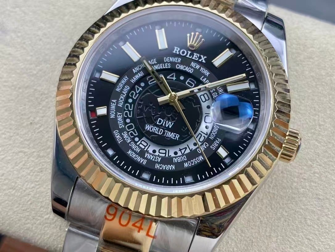 Super Clone Rolex Sky-Dweller DIW World Timer Two-Tone Black Dial — Clean Factory Custom Edition - Image 8