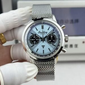 Super Clone Breitling Top Time 41 Ice-Blue Dial Stainless Steel Mesh Bracelet BLS Factory