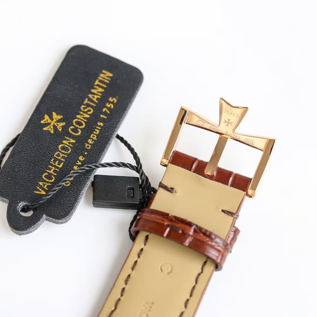 Super Clone Vacheron Constantin Patrimony 40mm Silver Engraved Dial White-Gold Case Black Leather Strap MKS Factory - Image 10