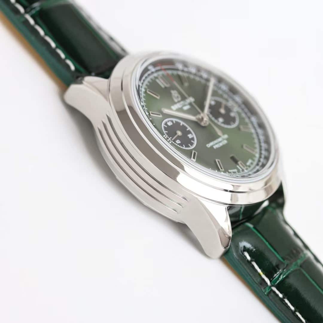 Super Clone Breitling Premier Chronograph 42 Green Dial Stainless Steel Green Leather BLS Factory - Image 5