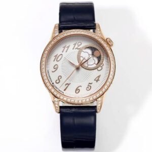 Super Clone Vacheron Constantin Égérie 4605F/000R-B496 37mm Silver Dial Rose Gold Case Diamond Lug Leather Strap ZF Factory