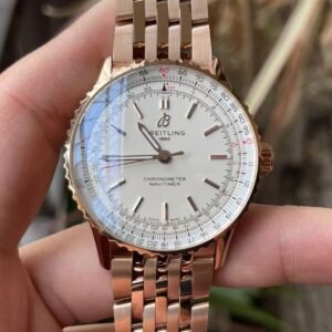 Breitling Navitimer Super Clone – BLS Factory Rose Gold Case White Dial on Steel Bracelet