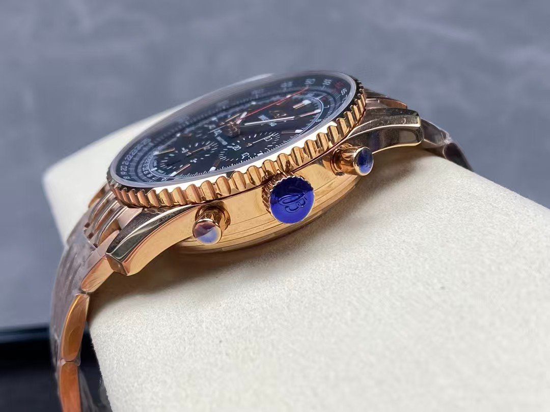 Super clone Navitimer rose-gold toned chronograph on a full metal bracelet 43mm - Image 7