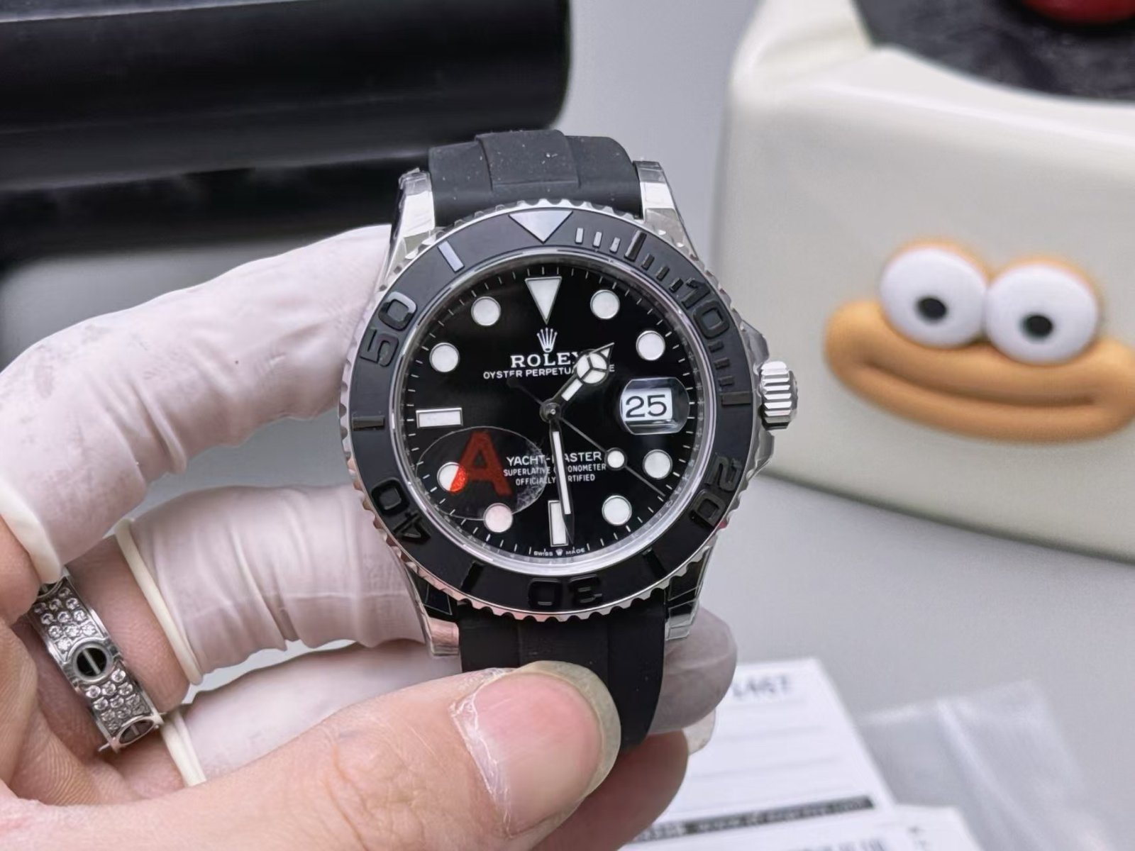 VSF China Super Clone Yacht-Master 42 with Black Dial and Rubber-Style Strap - Image 2