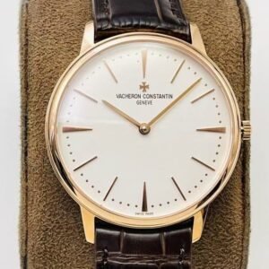 Super Clone Vacheron Constantin Patrimony 40mm Ivory Dial Rose-Gold Case Brown Leather Strap MKS Factory (Ref. 81180 · 9039 Ultra-Thin Movement)