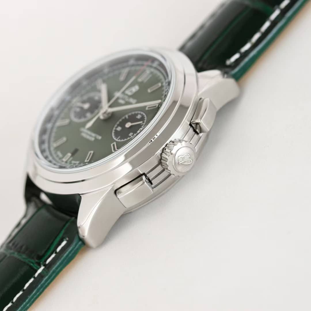 Super Clone Breitling Premier Chronograph 42 Green Dial Stainless Steel Green Leather BLS Factory - Image 4