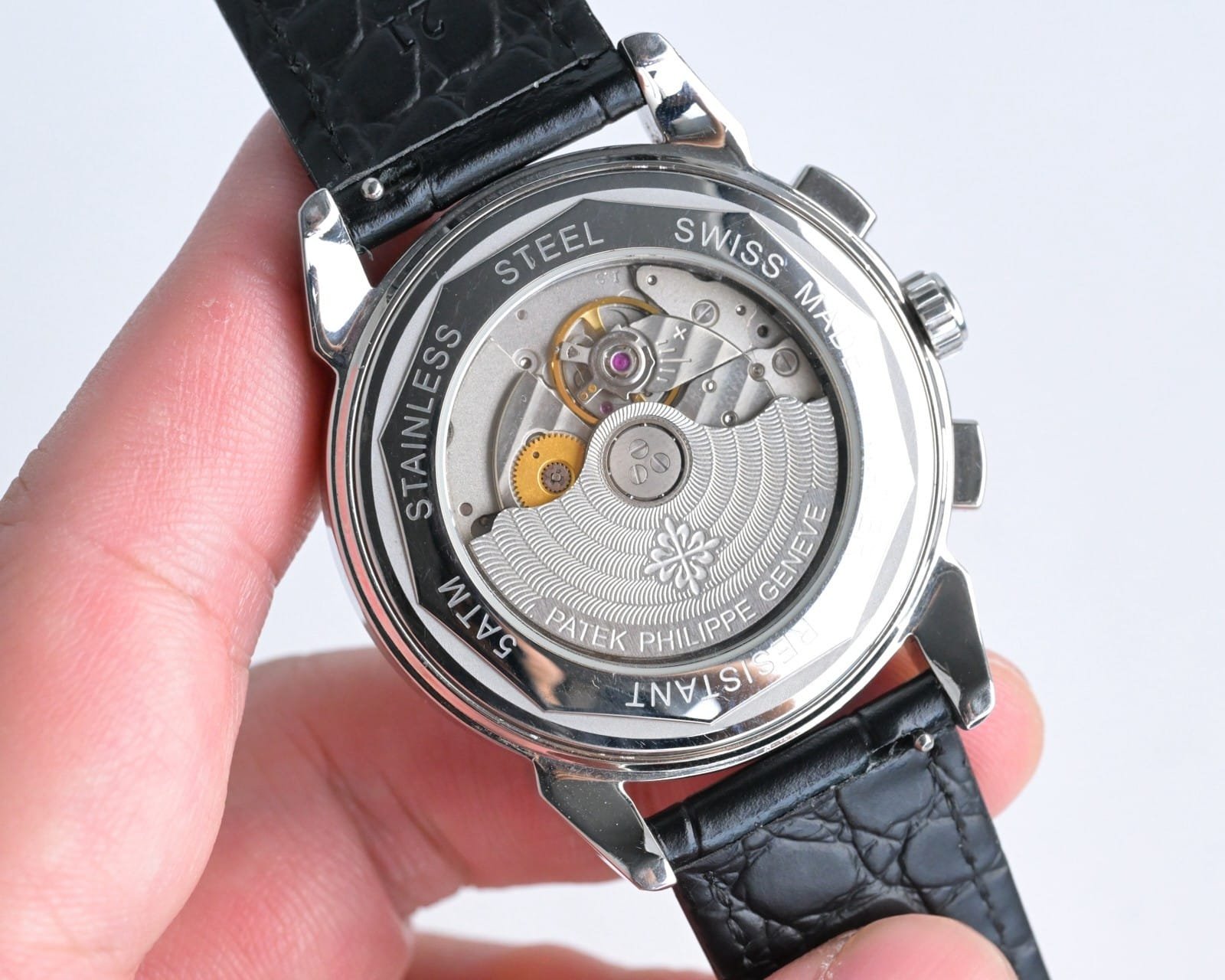 Super Clone Patek Philippe Grand Complications Style 41mm Gold Dial Yellow Gold Case Leather Strap TW Factory - Image 9