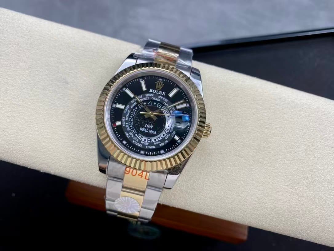 Super Clone Rolex Sky-Dweller DIW World Timer Two-Tone Black Dial — Clean Factory Custom Edition - Image 6