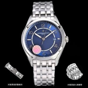 Super Clone Vacheron Constantin Fiftysix 4600E/110A-B487 40mm Blue Dial Steel Case Steel Bracelet ZF Factory