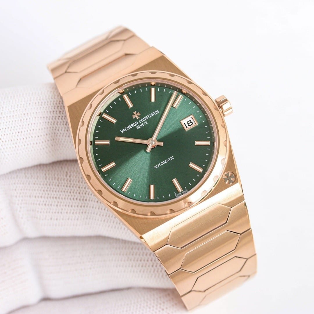 Super Clone Vacheron Constantin Historiques 4200H/000R-9359 37mm Green Dial Rose Gold Case Integrated Bracelet TW Factory - Image 2