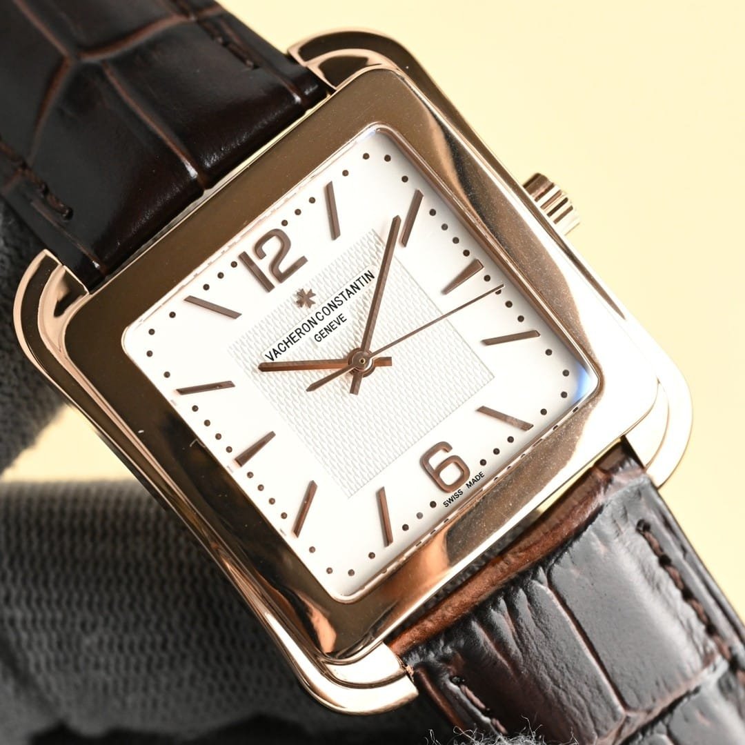 Super Clone Vacheron Constantin Historiques 1921 Square 36mm White Dial Rose Gold Case Leather Strap VC Factory - Image 5