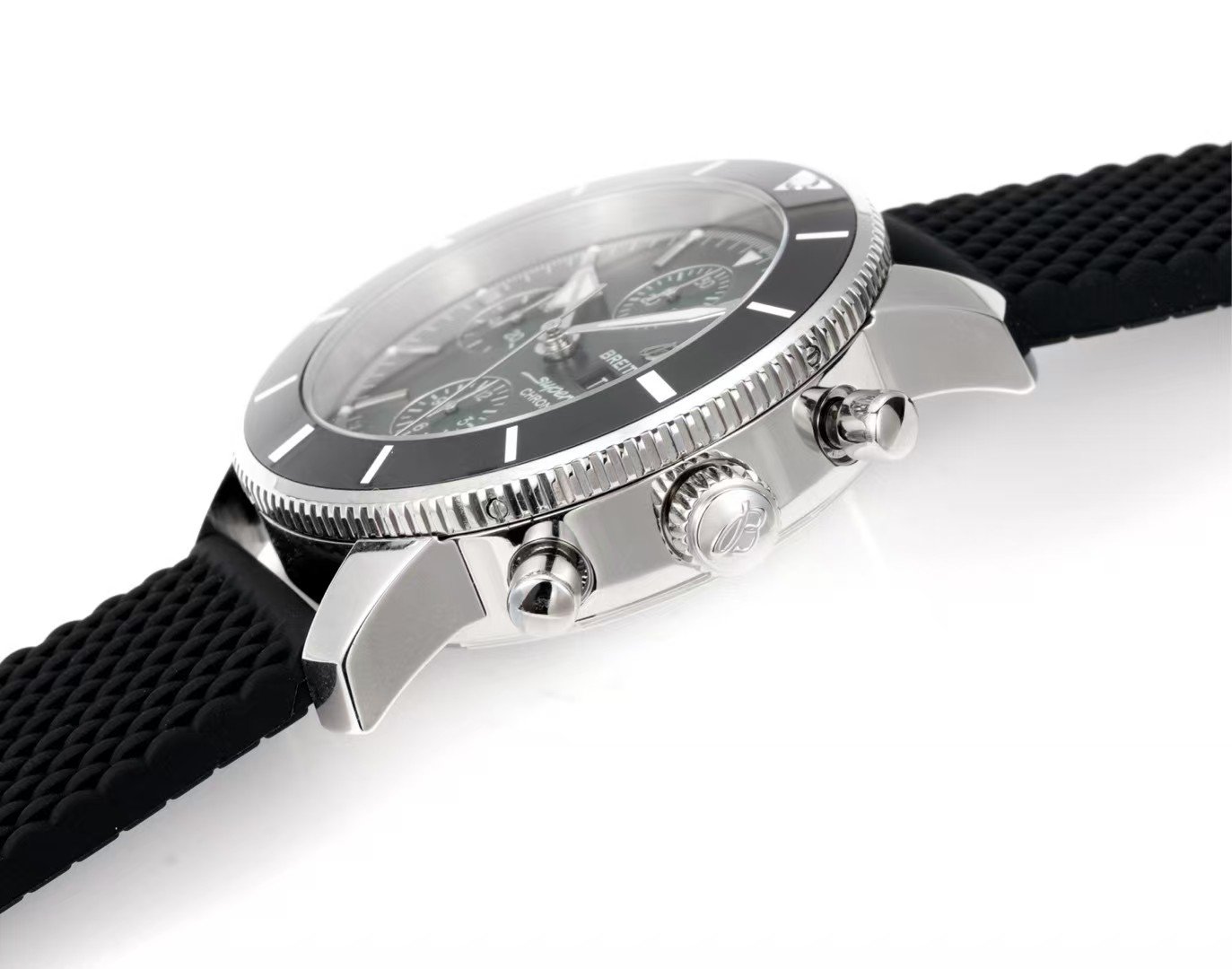 Super Clone Breitling Superocean Heritage II Chronograph 44 Green Dial Black Bezel Rubber Strap BLS Factory China Replica Edition - Image 7