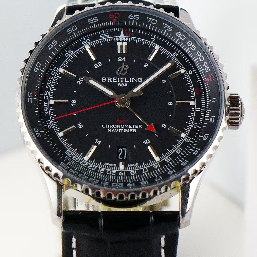 Breitling Navitimer Super Clone by BLS Factory — Steel Case, Black Dial, Black Leather Strap - Image 7
