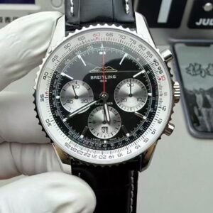 Breitling Navitimer Super Clone by BLS Factory — Steel Case, Black Dial, Black Leather Strap (Chronograph Edition)