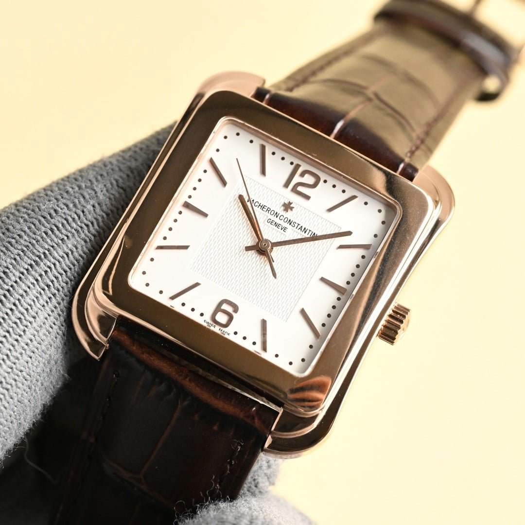 Super Clone Vacheron Constantin Historiques 1921 Square 36mm White Dial Rose Gold Case Leather Strap VC Factory - Image 2