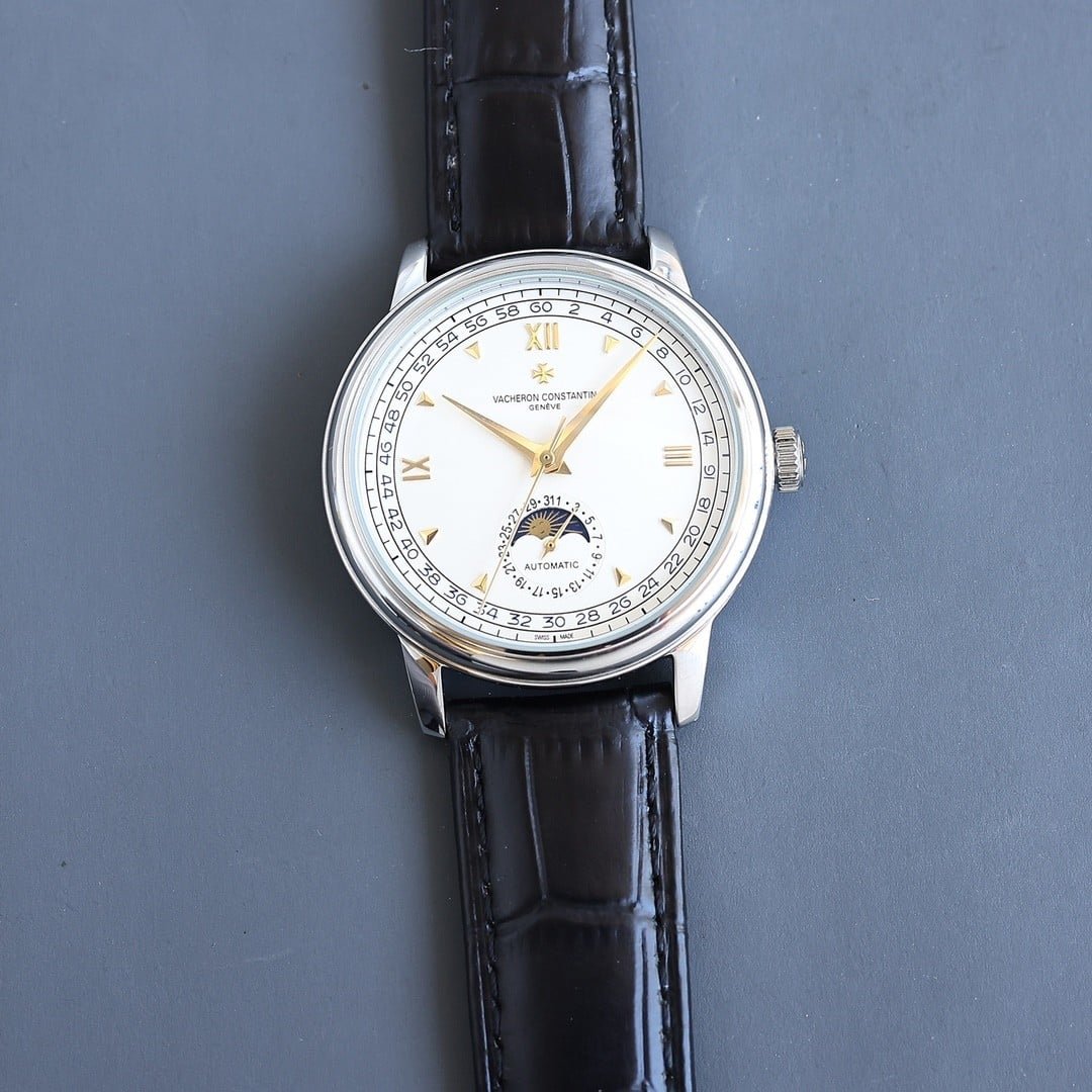 Super Clone Vacheron Constantin Historiques 47101 40mm White Dial Steel Case Leather Strap TW Factory - Image 6