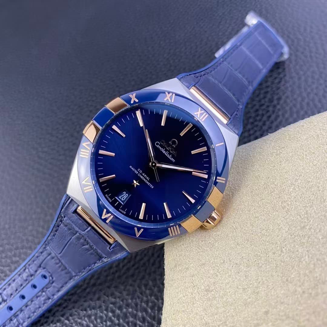 Omega Constellation Co-Axial Master Chronometer 41mm – TW Factory 1:1 Super Clone (Blue Ceramic & Leather Edition) - Image 7