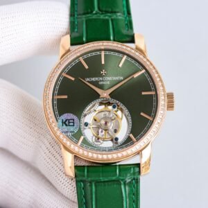 Super Clone Vacheron Constantin Traditionnelle 89000 Series 41mm Green Dial White Gold Case Leather Strap KB Factory