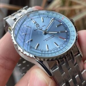 Breitling Navitimer Super Clone – BLS Factory Silver Case Ice Blue Dial on Steel Bracelet