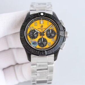 Super Clone Breitling Avenger 45 Yellow Dial Black Steel Bracelet KB Factory