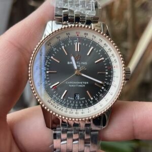 Breitling Navitimer Super Clone – BLS Factory Rose Gold Case Dark Gray Dial on Steel Bracelet