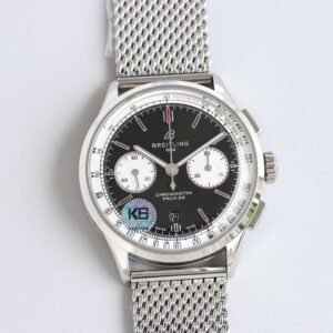 Super Clone Breitling Premier Chronograph 42 Reverse Panda – KB Factory (Mesh Bracelet)